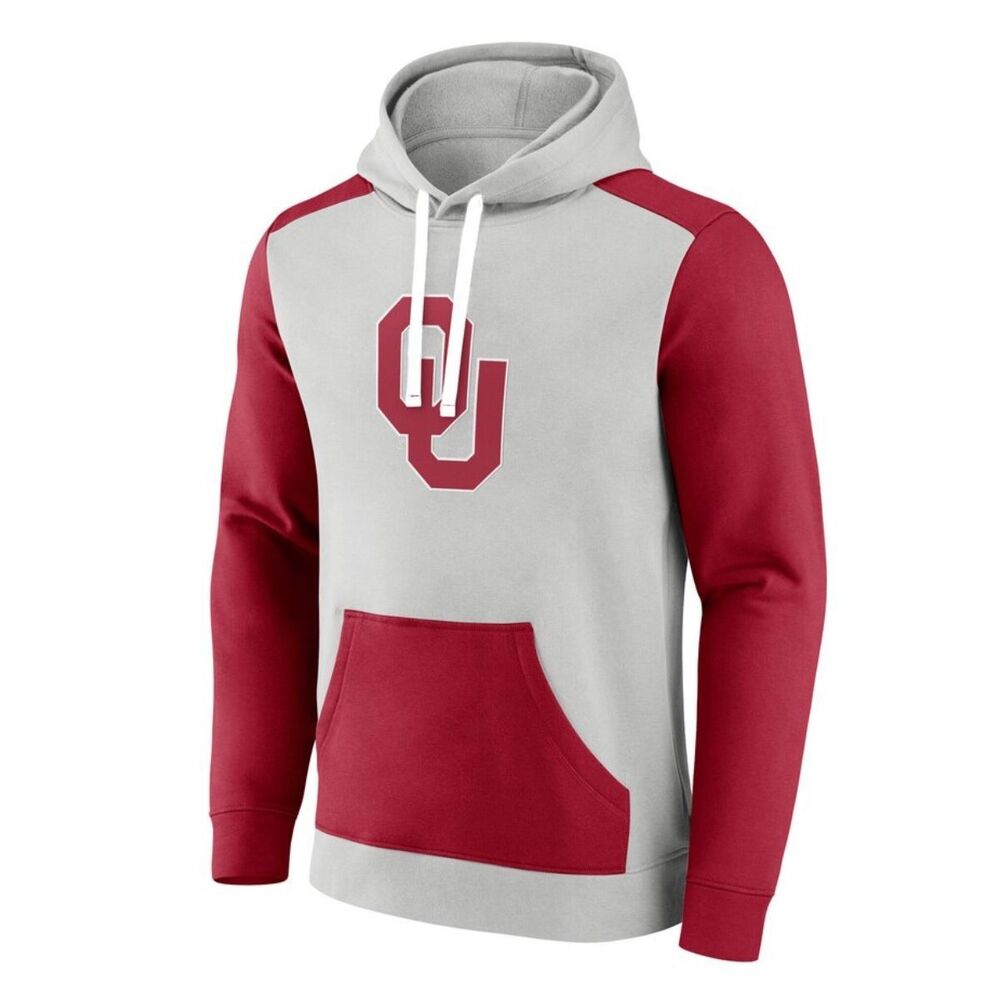 Oklahoma Sooners Fanatics Primary Arctic Fleece Pullover Hoodie - Gray/Crimson L